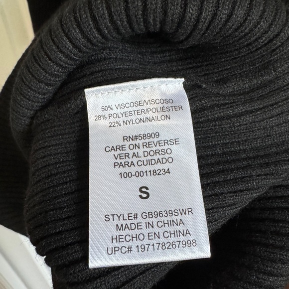 Gianni Bini Black Long Sleeve Dress Mock Neck with Bow Accents Size Small - Picture 6 of 8